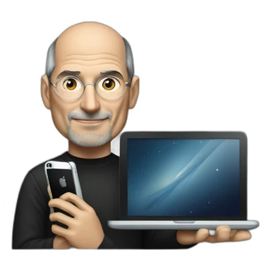 Steve Jobs with a iPhone in the hand  sticker