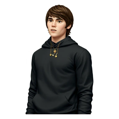 brown haired boy with jewelry sticker