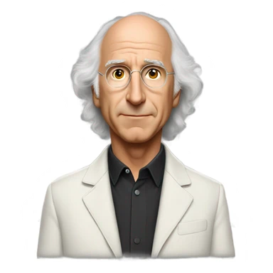 Larry David  in jacket portrait looking like an angel sticker