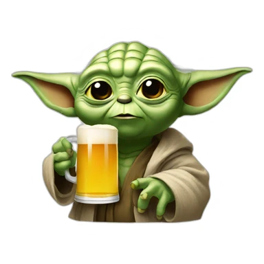 Yoda drinking a beer sticker