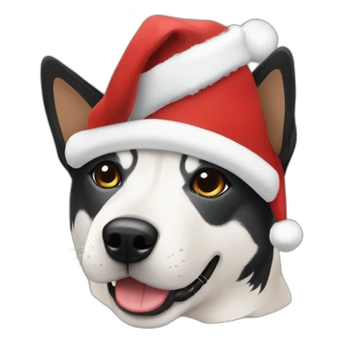 Black shiba wear Christmas cap sticker