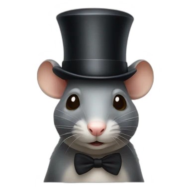 front facing rats face wearing a bowler hat sticker