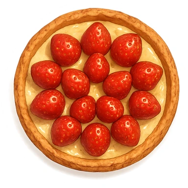 strawberry tart seen from above, realistic ghibli style sticker