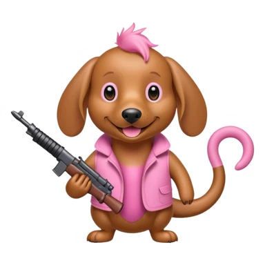 Weiner dog with pink Monkey first weapons sticker