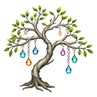 mystical branch with dangling earrings and tiny lights sticker