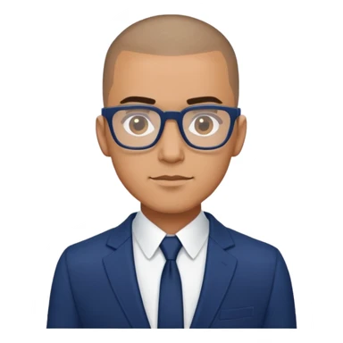 Buzz cut Latino with rectangular glasses and dark blue suit  sticker