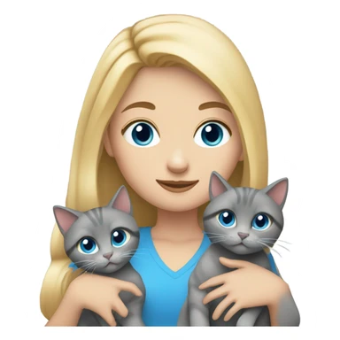 Blonde hair blue eyes girl holding two gray cats sticker