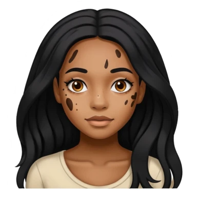 emoji of a black girl with vitiligo.she should have a lot of hair and vitiligo patches sticker
