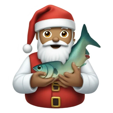 Santa with fish in his hands  sticker