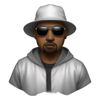 Kanye west wearing an aldies hat with hazmat clothes on sticker