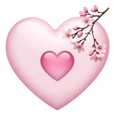 white heart with sakura branch sticker