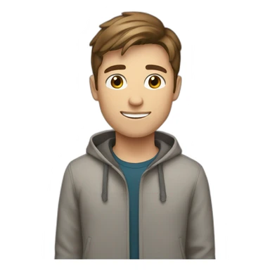 a white male student with VERY VERY VERY 1 cm short brown hair  sticker