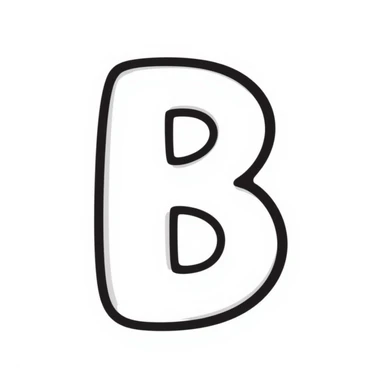 the letter B, hand drawn doodle style sticker