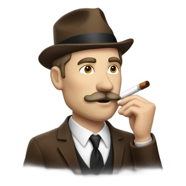 White man with white mustache and brown hair smoking a cigar sticker