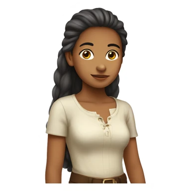 niña pelo largo castaño y ojosnegros sticker