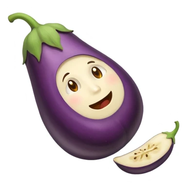 Eating a eggplant sticker