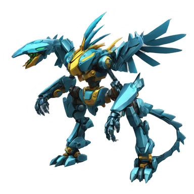 futuristic mechanical spiky Medabot-raptor-dragon-Bionicle-mecha full body sticker