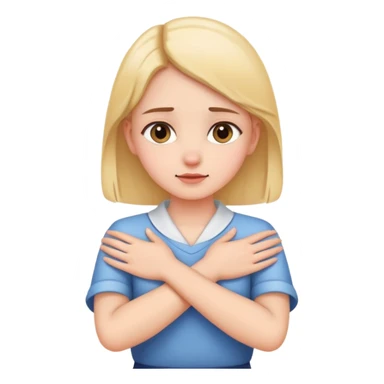 holding neck hands crossed going out girl sticker