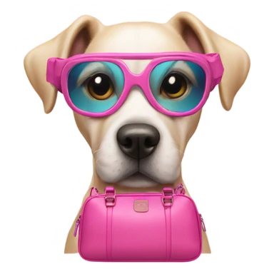 Dog with pink goggles and pink bag sticker