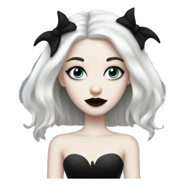 spooky girl, pale skin, cruella hair sticker