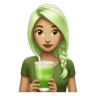 Alina and matcha drink sticker