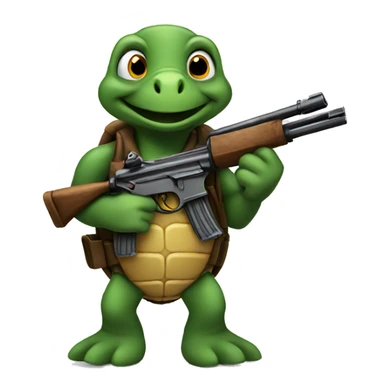 turtle holding ten guns sticker