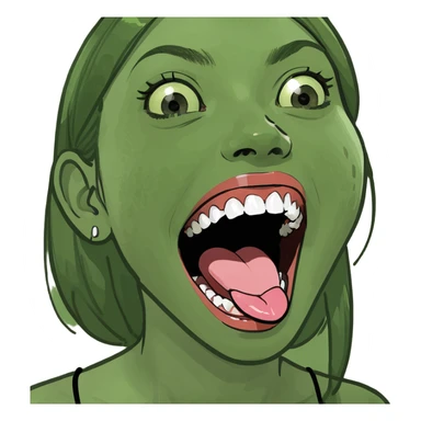 girl sticking tongue out over teeth sticker
