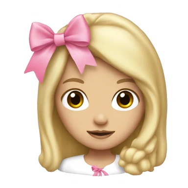 white girl with blond hair and a pink bow sticker