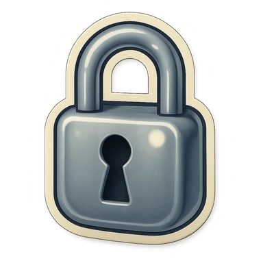 A gray padlock sticker in retro stickers style, with a vintage design and a retro vibe sticker