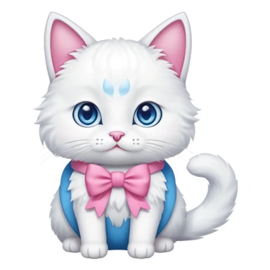 White cat with pink bow sticker