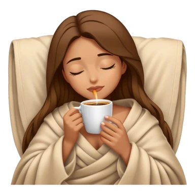 girl inside a blanket sipping coffee eyes closed sticker
