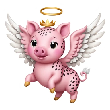 Cheetah print flying pig with angel wings sticker