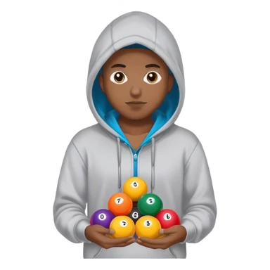 pool balls ALEN holding them in hoodies ￼ sticker