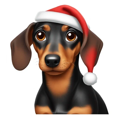 Dachshund wearing Santa hat sticker