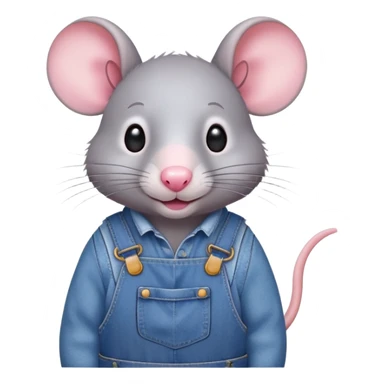 cute rat wearing blue denim overalls sticker