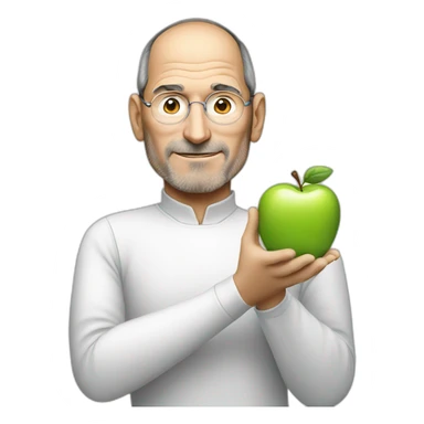Steve jobs with apple sticker