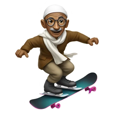 Ghandi riding snowboard sticker