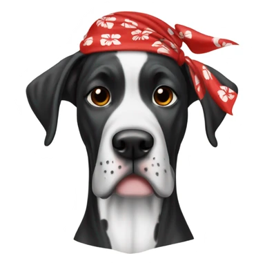 Black whit Great Dane with Hawaiian red bandana sticker