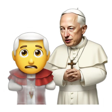 angry pope with happy elon musk sticker