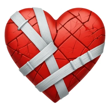 A broken red heart with a band-aid sticker