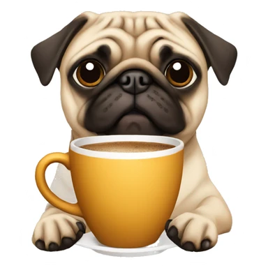 pug holding coffee sticker