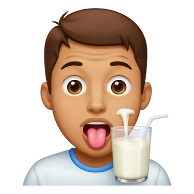 Man with tounge out drooling milk sticker