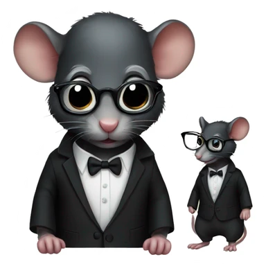 Black rat wearing a black suit and glasses and beautiful pant sticker
