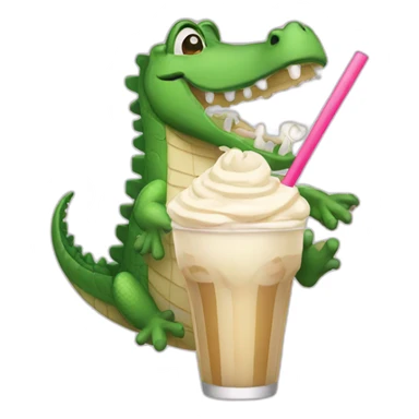 Crocodile with milkshake  sticker