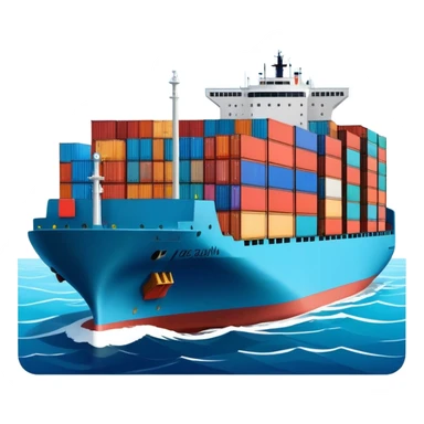 Large container ship with colorful shipping containers on deck sailing on ocean sticker