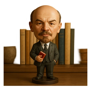 Lenin standing pose, holding a book, bobblehead style sticker