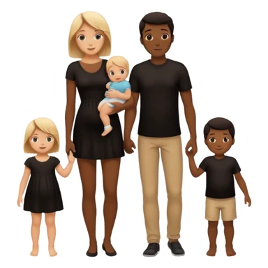 silhouette family with mom dad teenage daughter toddler son and baby.  sticker