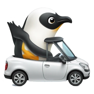 penguin driving a car sticker