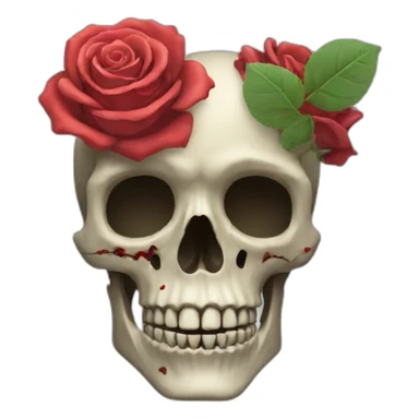 A skeleton head with roses inside it sticker