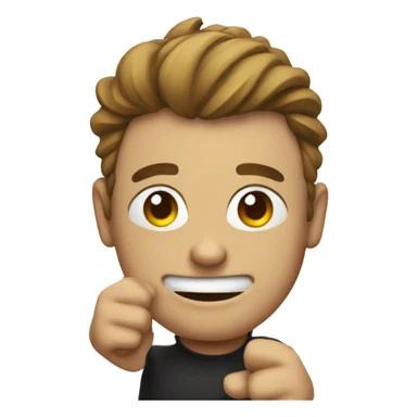 Smiling face holding finger guns to head sticker